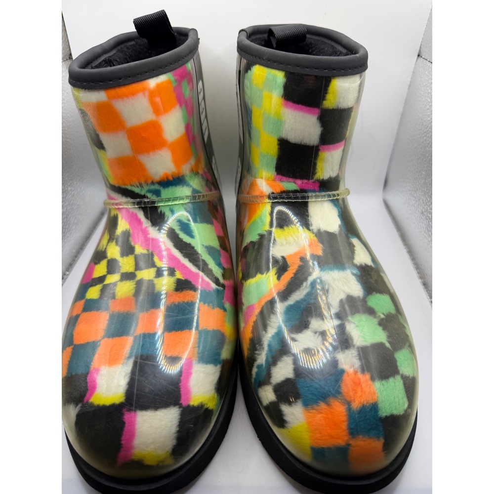 UGG Classic Clear Mini Multi Checkerboard Waterproof Boots 1135530 Womens 9